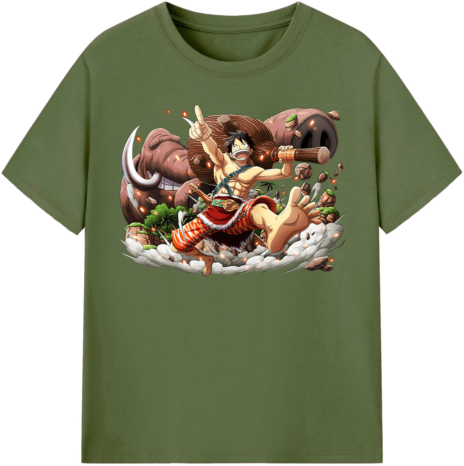 ワンピース モンキー・D・ルフィ ONE PIECE Monkey D. Luffy 綿100％半袖Tシャツ（フロントプリント）